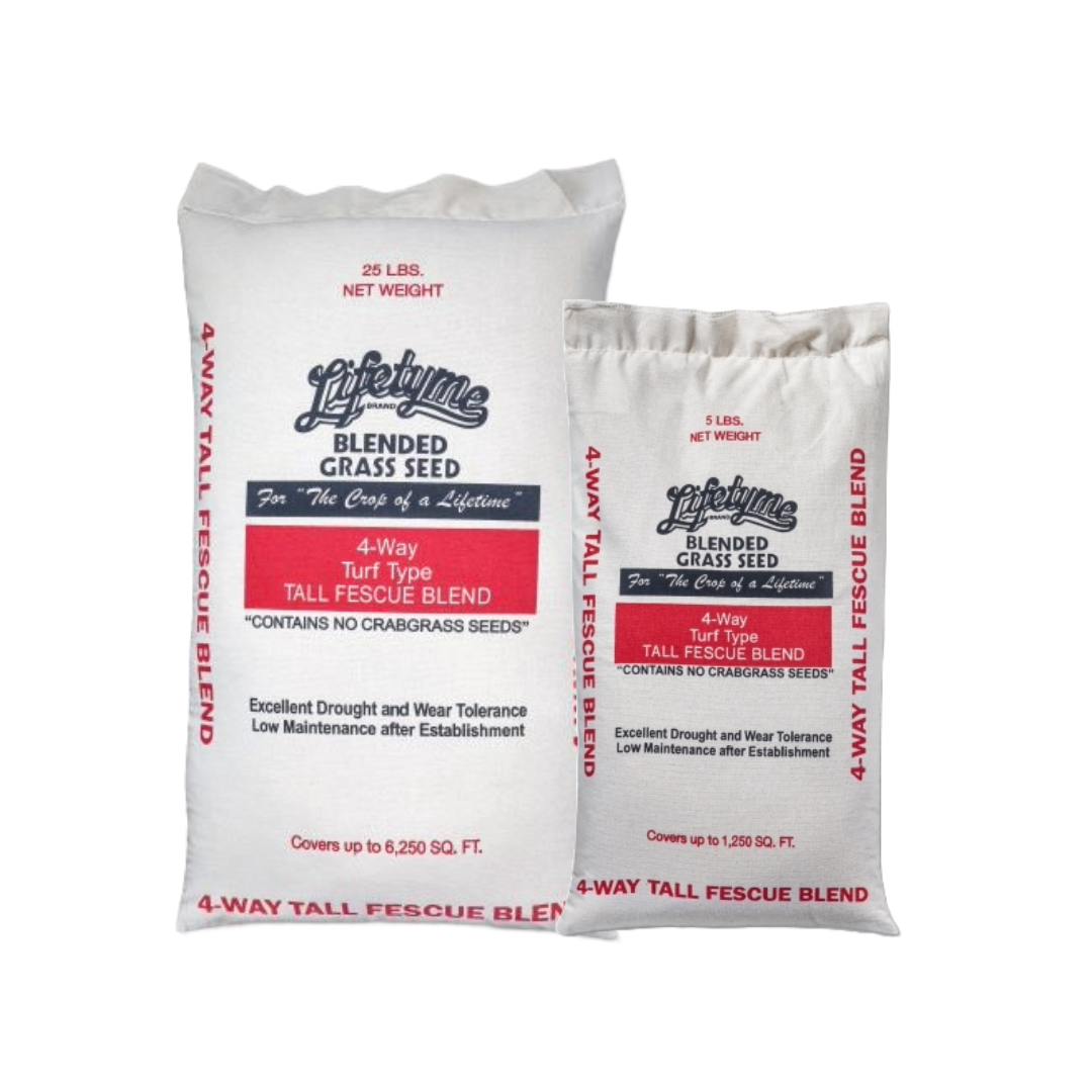 Lifetyme 4-Way Tall Fescue Blend in two sizes, drought and wear tolerant grass seed covering up to 6,250 sq ft for low-maintenance lawns