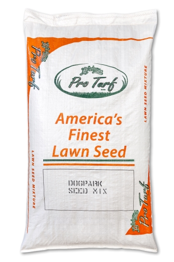 Lifetyme Pro Turf Dog Park Seed Mix bag, a fast-germinating grass seed blend for dog spot repair, erosion control, and high-traffic pet lawns
