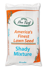 Lifetyme Pro Turf Shady Mixture bag, a fine-bladed shade grass seed blend for low-light lawns, commercial landscapes, and shaded residential areas