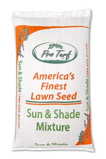 Lifetyme Pro Turf Sun and Shade Mixture bag, a high-performance lawn seed blend for landscapers, property managers, and homeowners